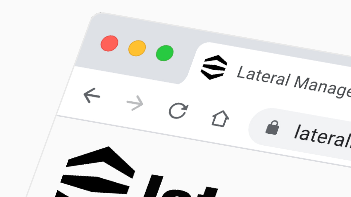 Close up of a web browser showing the Lateral logo insitu at the top of a website.