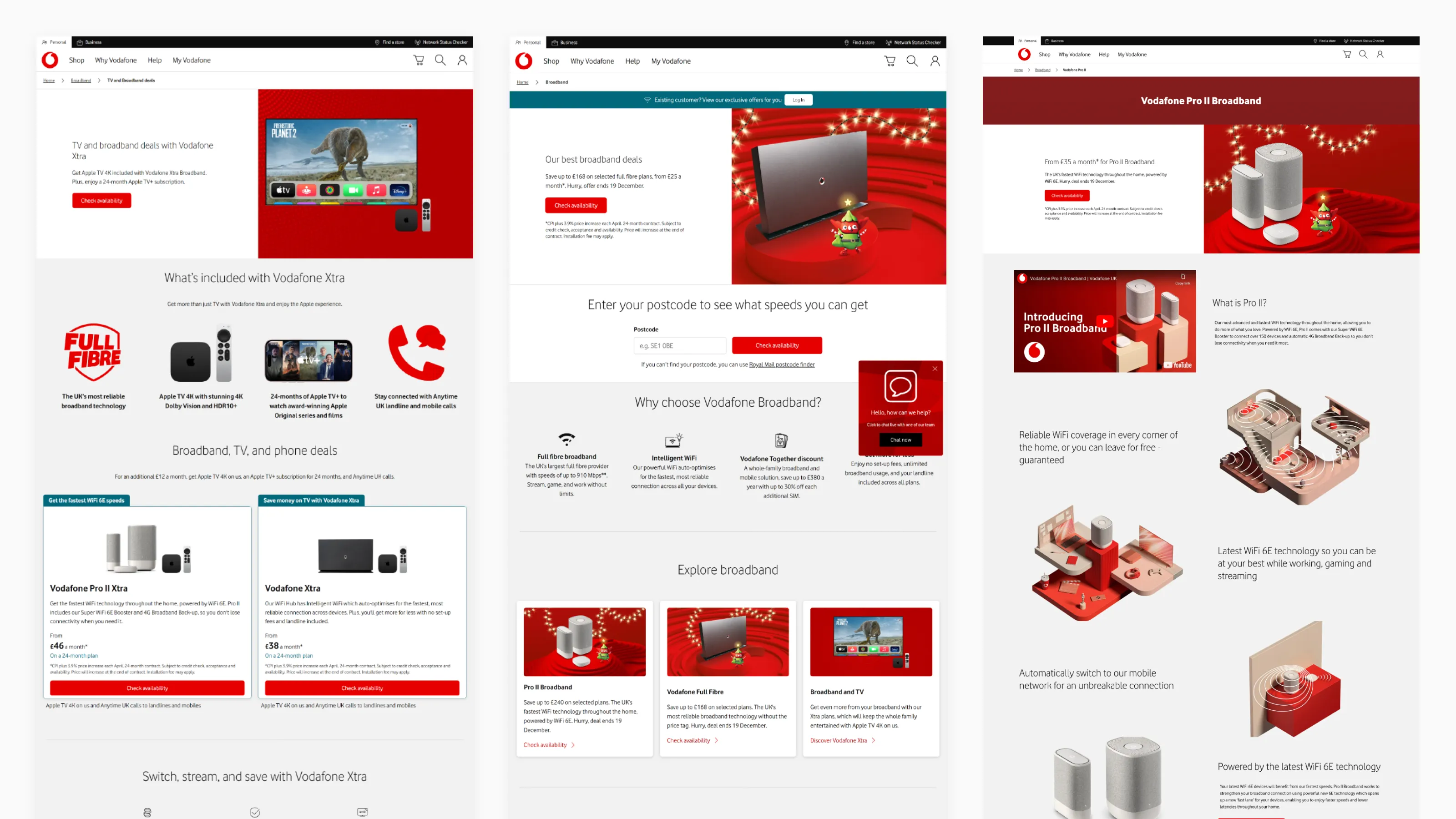 Three screenshots of old page designs showing inconsistent design, confusing content, and poorly designed heirarchy.