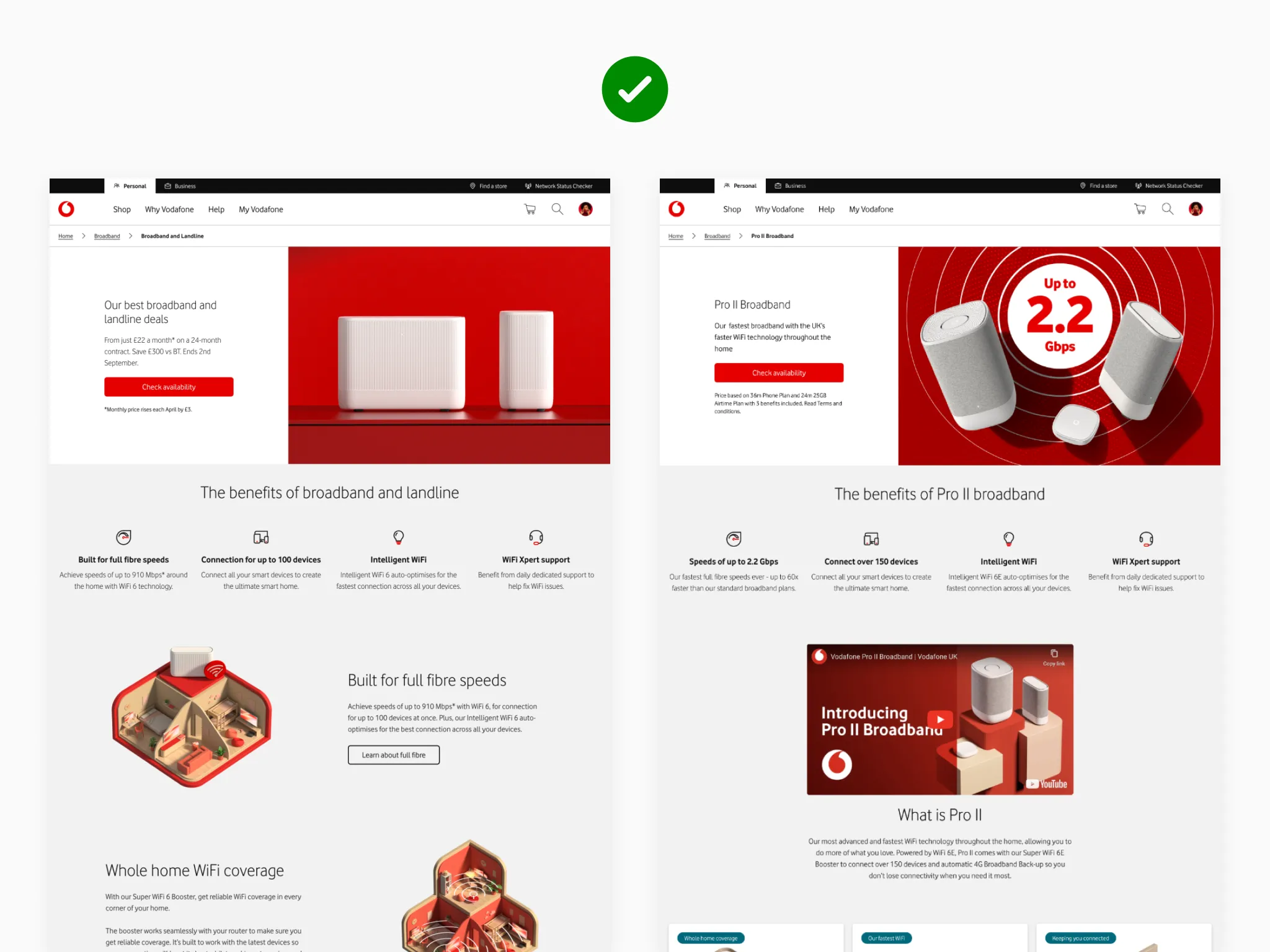 Good design: Two webapge examples showing consistent templating and following similar design patterns.