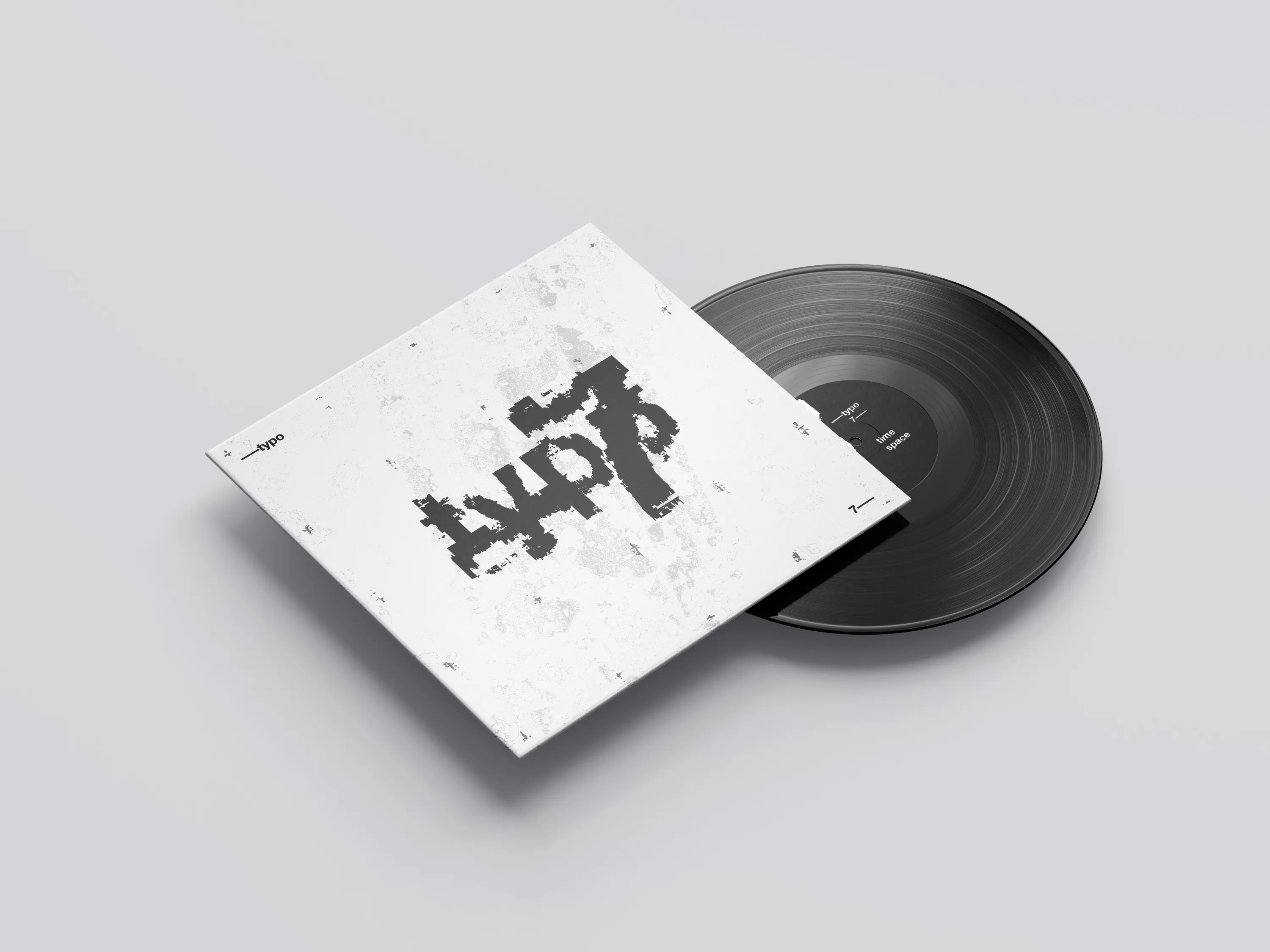 White record sleeve and label made from still images taken from animation storyboards.