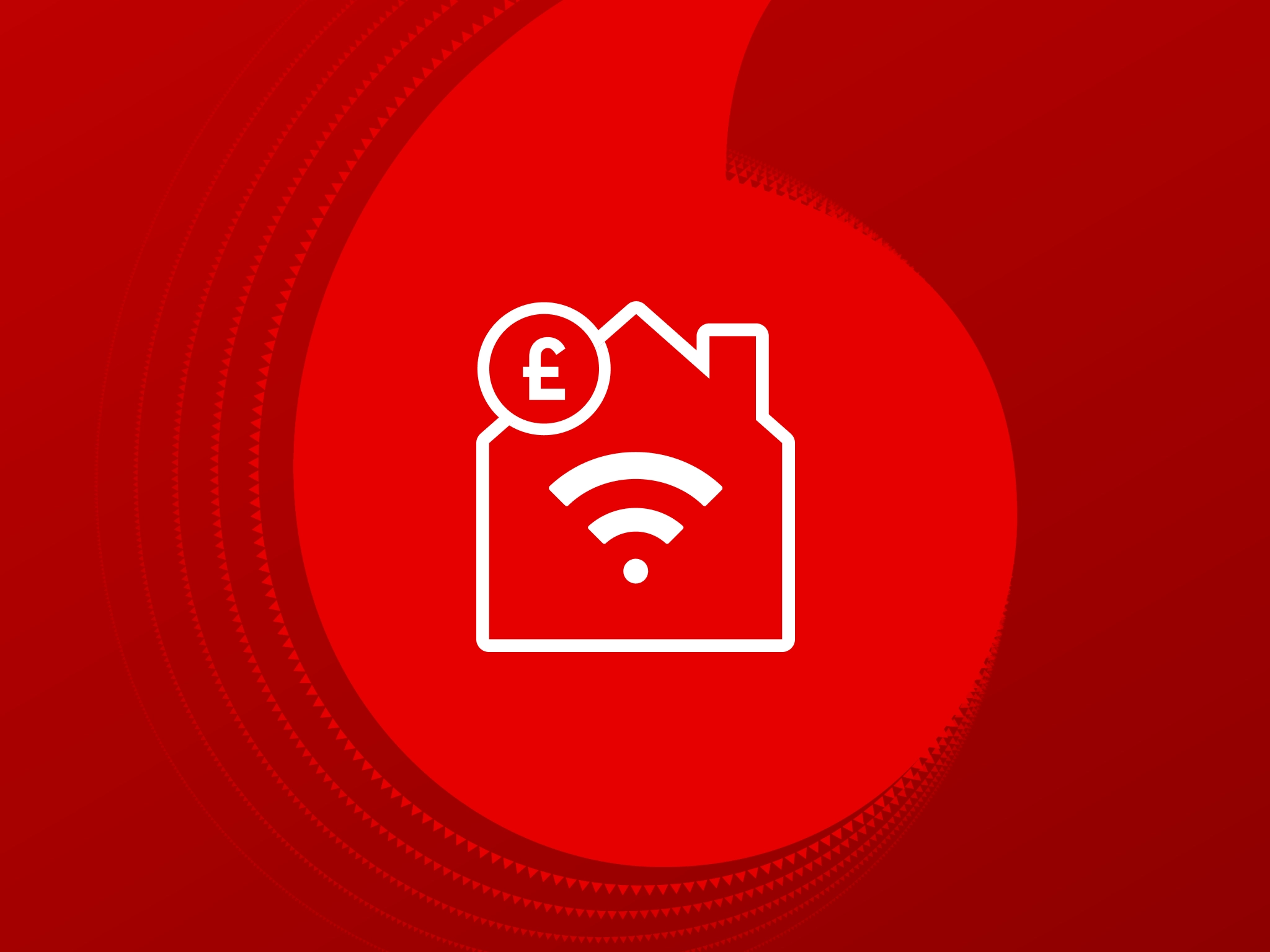 Vodafone Essentials branding - a WiFi symbol inside a house with a value icon next to it.