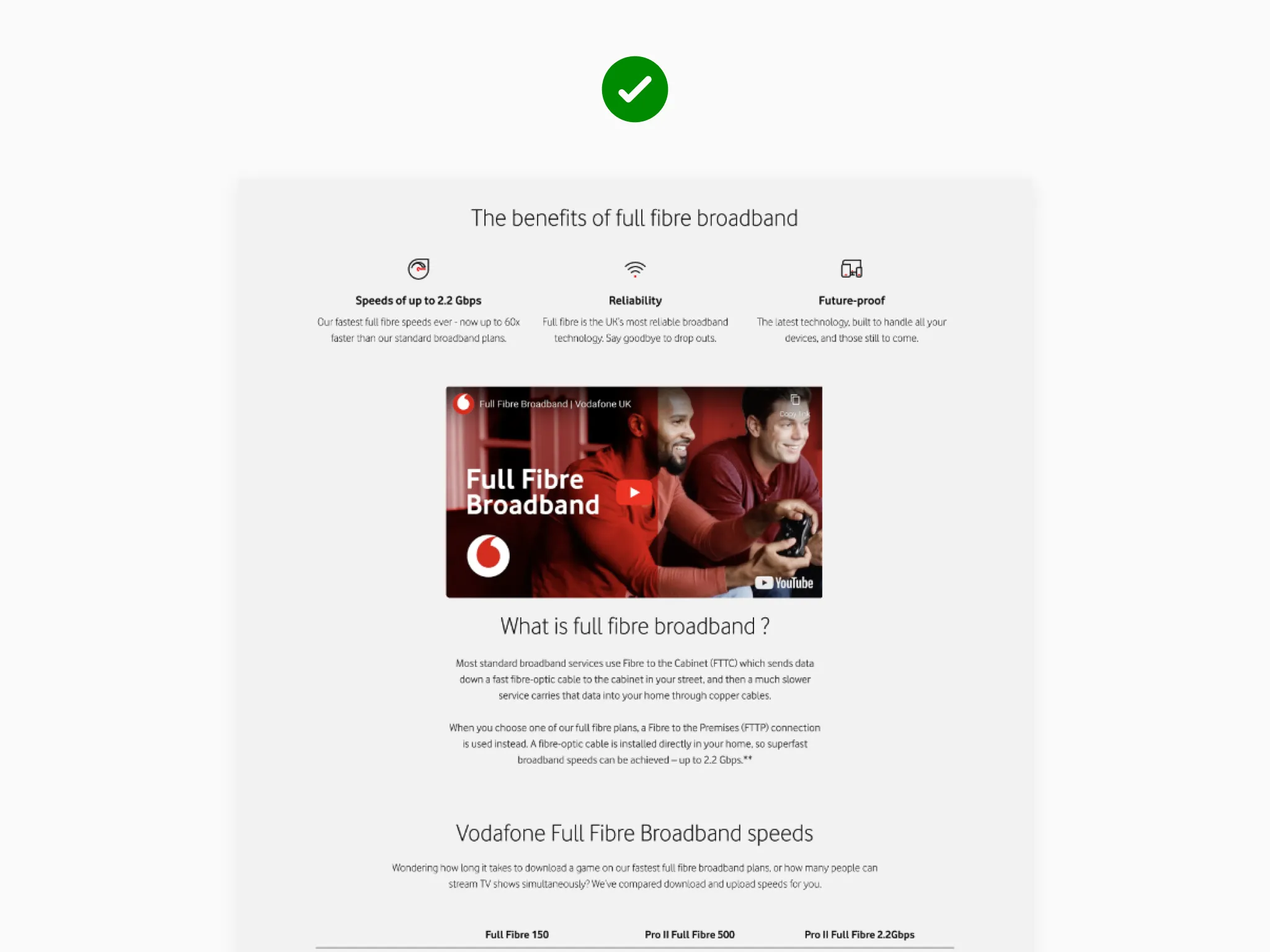 Good design: Webpage example with clear structure based on SEO research.